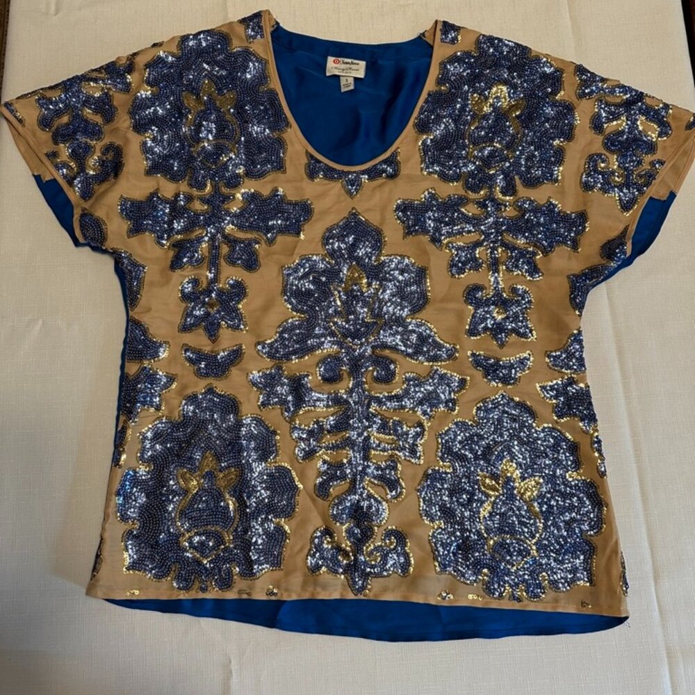 Sequined silk top
